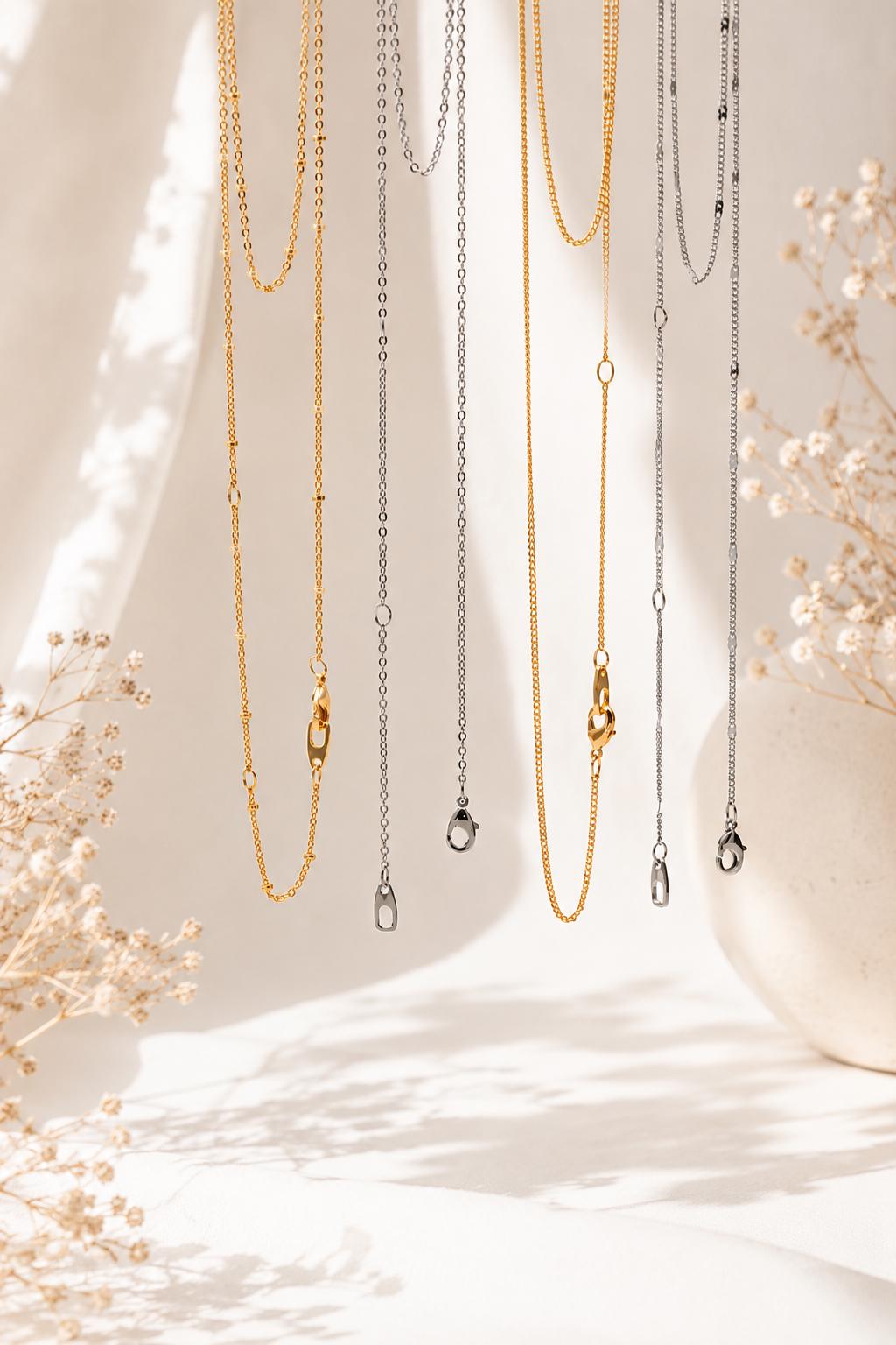 Gold/ Silver Dainty Necklace, Gold/ Rhodium plated Brass Adjustable Necklace, Ready to Wear (#LK-629)